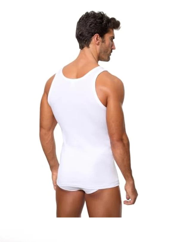 2_Abanderado Pack Camiseta Clásico Algodón, Camiseta de Tirantes para Hombre, Blanco, XXL