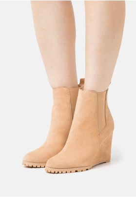 LEATHER - Botines de cuña - beige