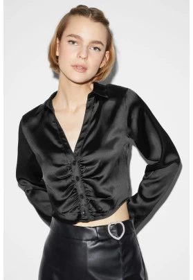  C&A -blusa crop de raso, , Talla: 42