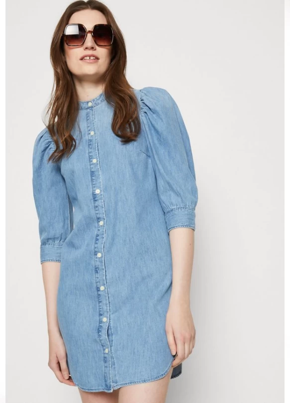 2_PUFF SLEEVE SHIRTDRESS - Vestido vaquero - medium wash