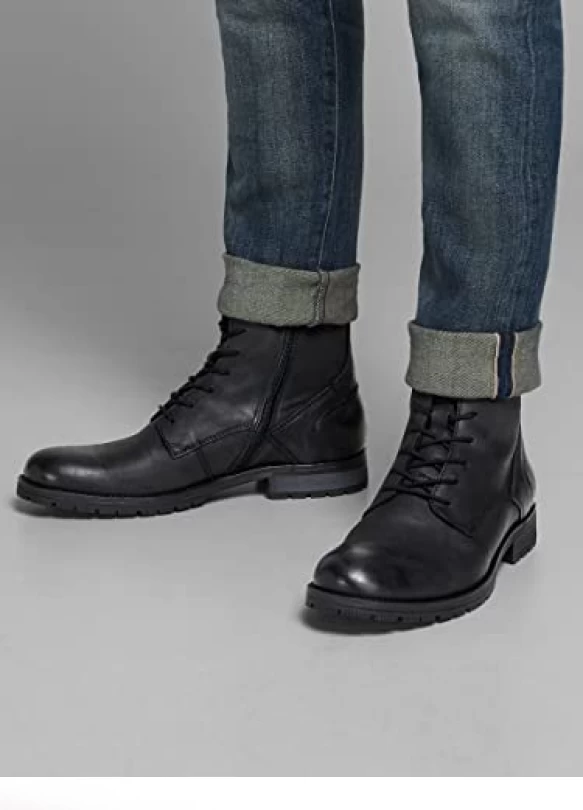 1_¡Oferta! Botas de cuero para hombre Jack & Jones