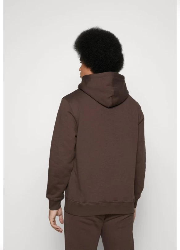 1_LOGO HOODY - Jersey con capucha - chocolate brown/vibrant orange