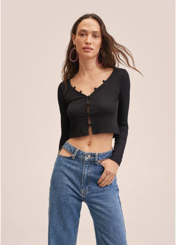 main_image_Cárdigan canalé botones