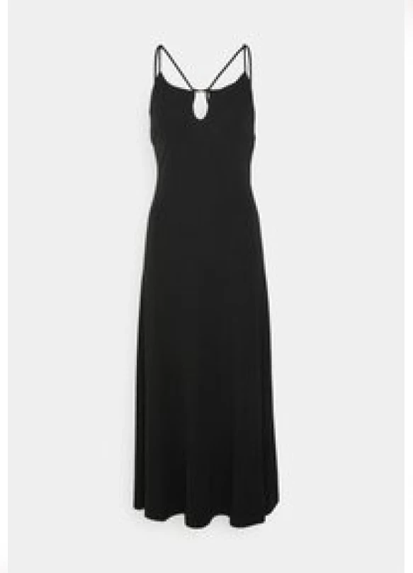 3_SOLID STRAPPY MIDI DRESS - Vestido de cóctel - black
