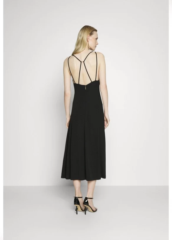 1_SOLID STRAPPY MIDI DRESS - Vestido de cóctel - black