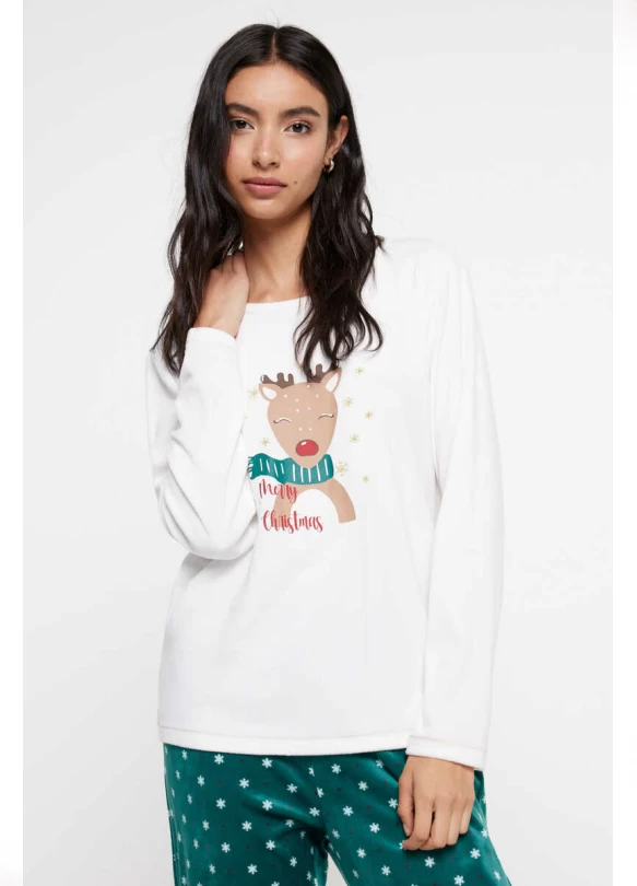 1_Pijama largo navideño verde