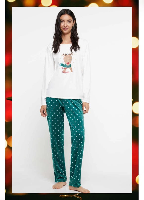 main_image_Pijama largo navideño verde