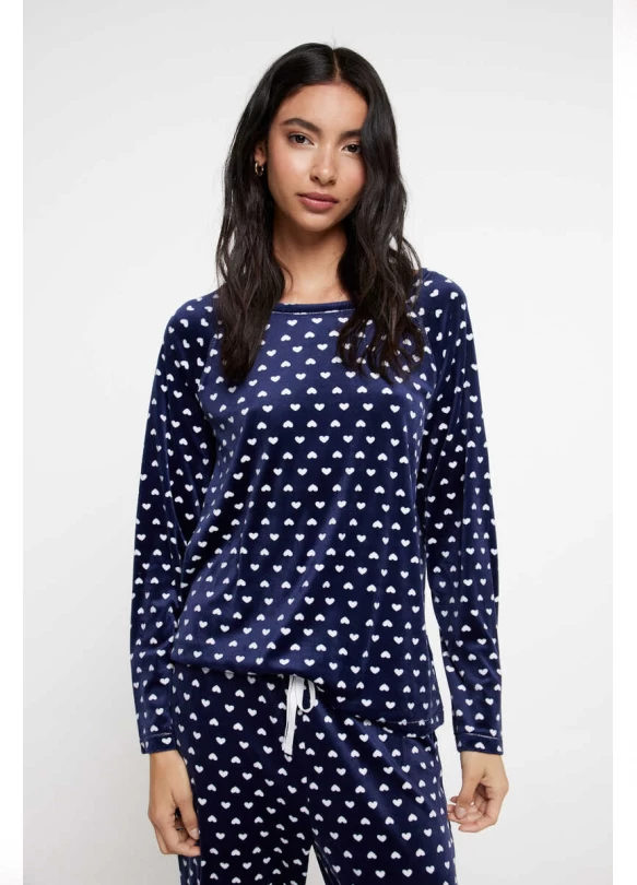 3_Pijama largo velour corazones