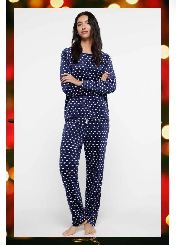 main_image_Pijama largo velour corazones