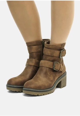 TACÓN - Botines con plataforma - marron