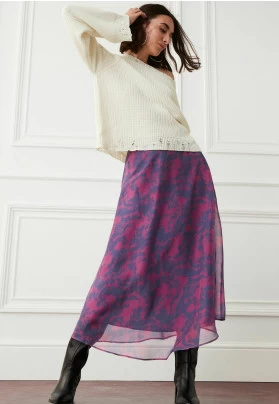  SHEER MIDI SKIRT - Falda acampanada