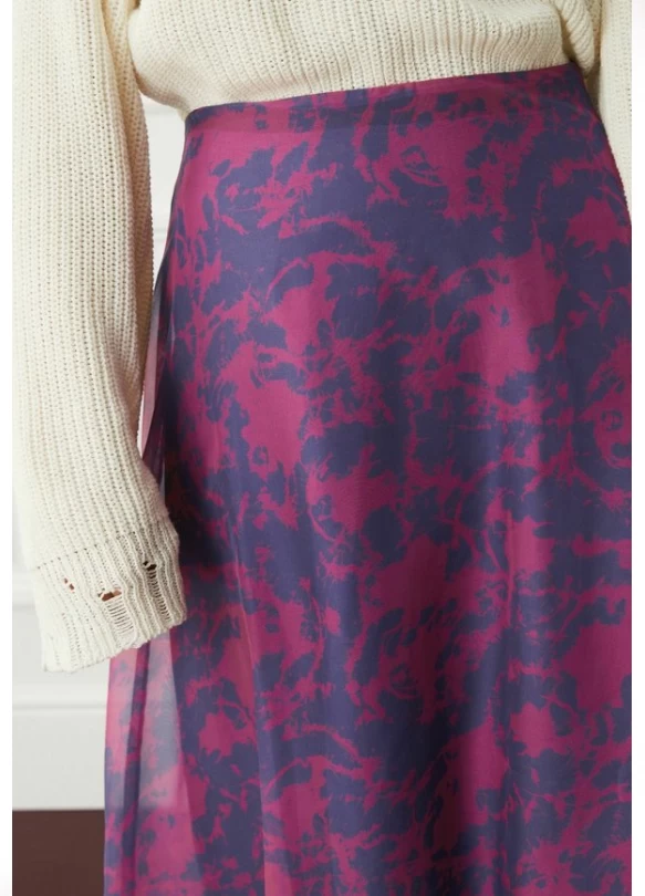 1_ SHEER MIDI SKIRT - Falda acampanada