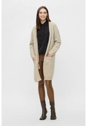 Cárdigan largo liso lana