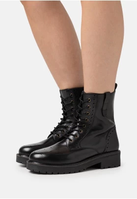 LEATHER  - Botines con plataforma - black