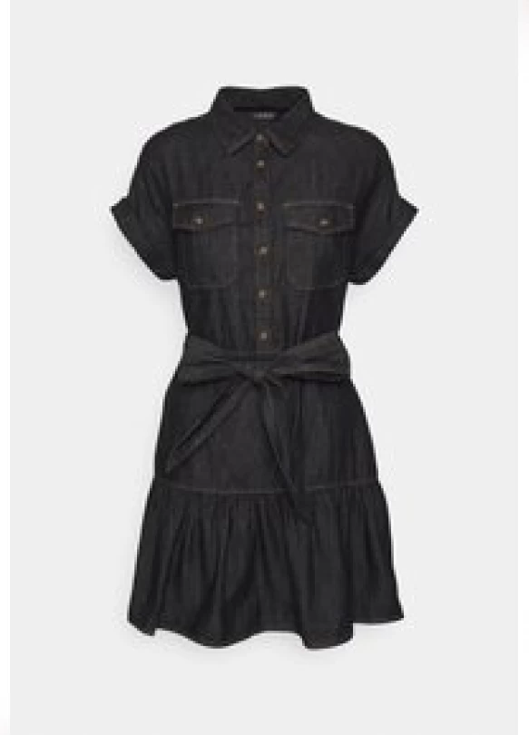 3_CRISTOPHOROS SHORT SLEEVE DAY DRESS - Vestido vaquero - nightfall wash