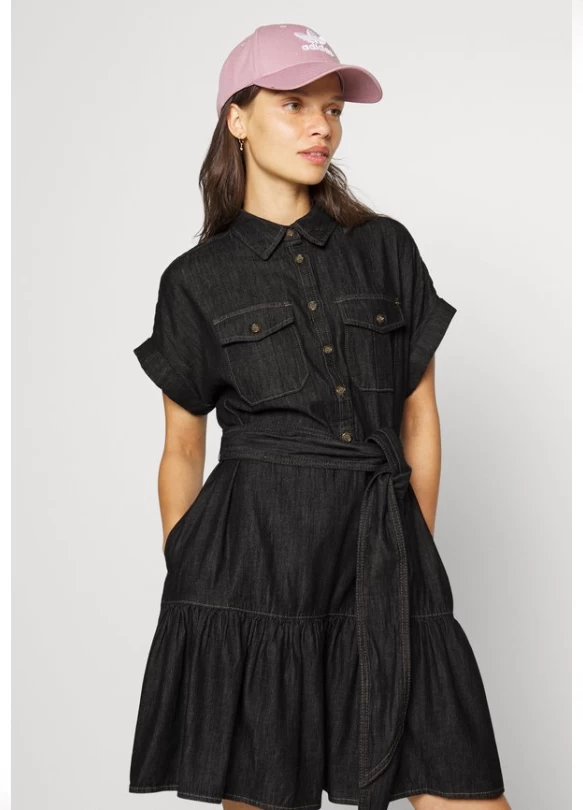 2_CRISTOPHOROS SHORT SLEEVE DAY DRESS - Vestido vaquero - nightfall wash