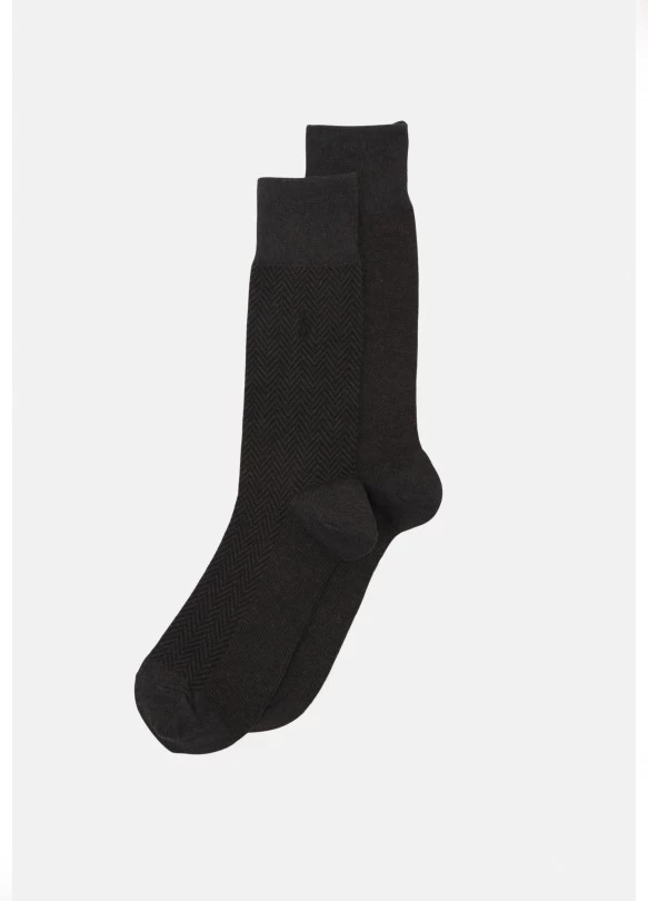 main_image_HERRINGBONE CREW SOCK 2 PACK - Calcetines - black
