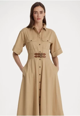 YUJENE SHORT SLEEVE DAY DRESS - Vestido largo - birch tan