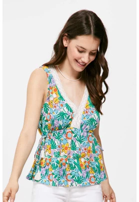 Blusa Escote Lace Estampada