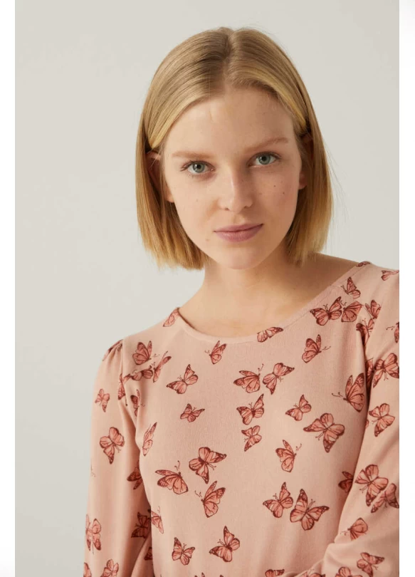 1_Camiseta Estampada Mangas Volumen