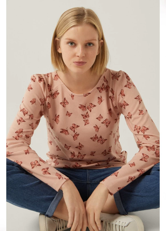 main_image_Camiseta Estampada Mangas Volumen