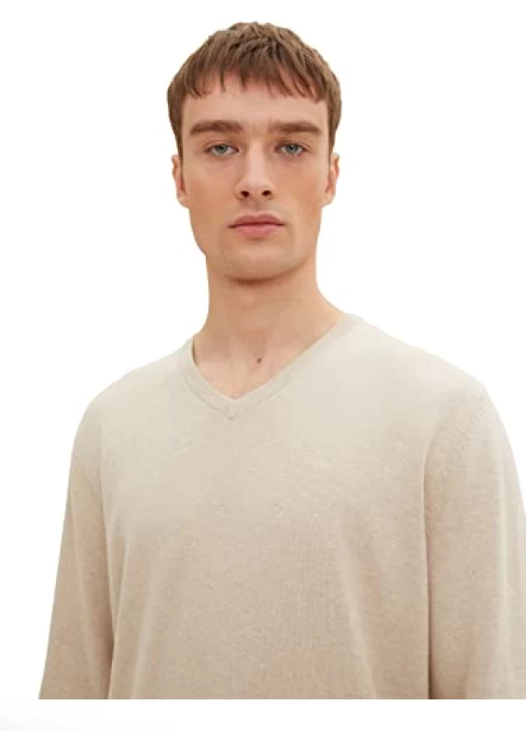 5_ Jersey básico de punto con escote en V de TOM TAILOR para hombre