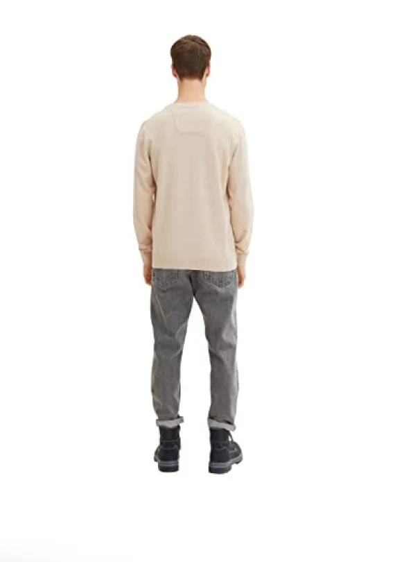 3_ Jersey básico de punto con escote en V de TOM TAILOR para hombre
