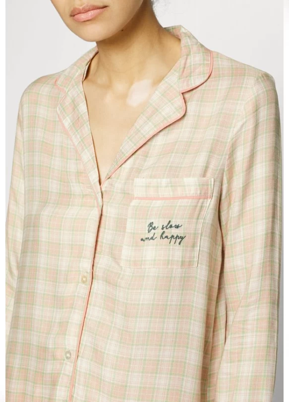 3_CHECKS CAMISOLE LONG SLEEVES - Camisón