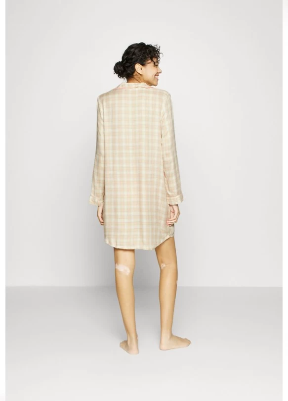 1_CHECKS CAMISOLE LONG SLEEVES - Camisón