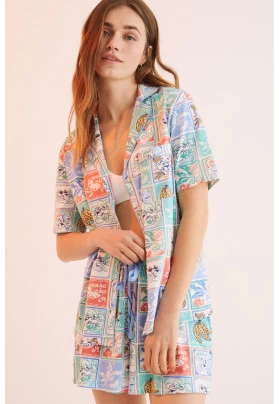 Pijama corto camisero 100% algodón Pantera Rosa