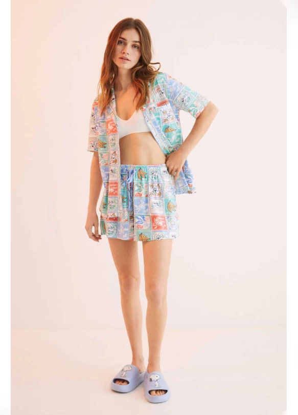 1_Pijama corto camisero 100% algodón Pantera Rosa