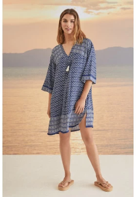 Vestido corto camisola zigzag