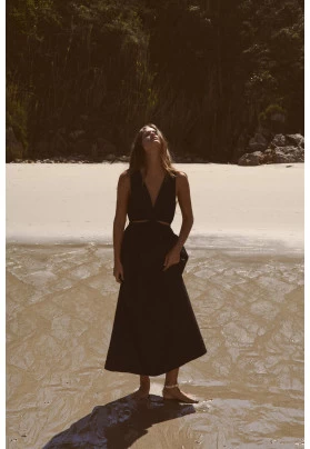 VESTIDO MIDI GABARDINA CUT OUT