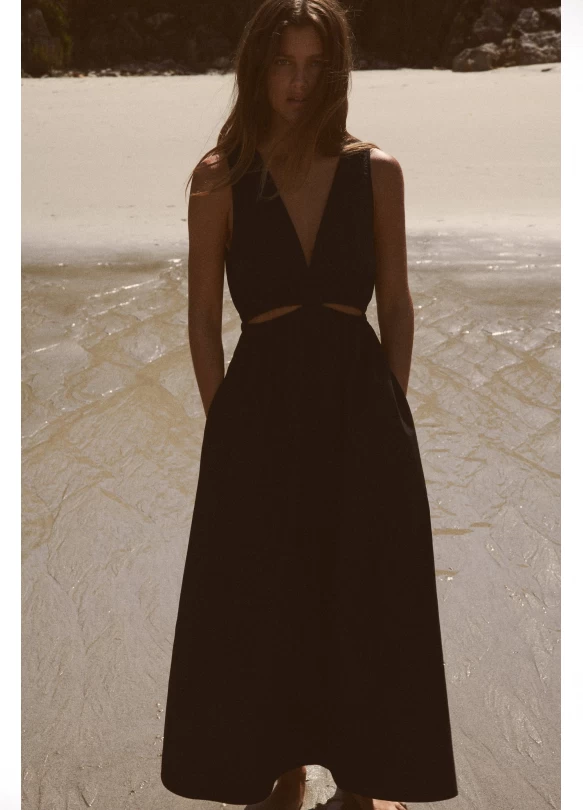 1_VESTIDO MIDI GABARDINA CUT OUT